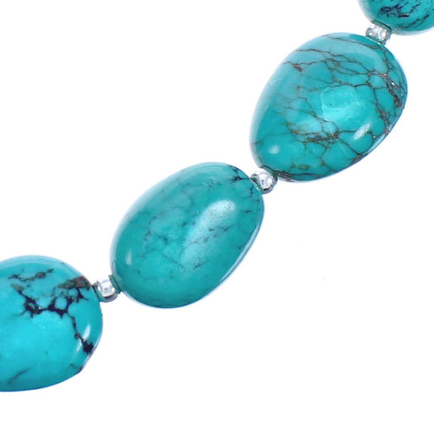 Sterling Silver Genuine Southwest Turquoise Bead Necklace BX119779